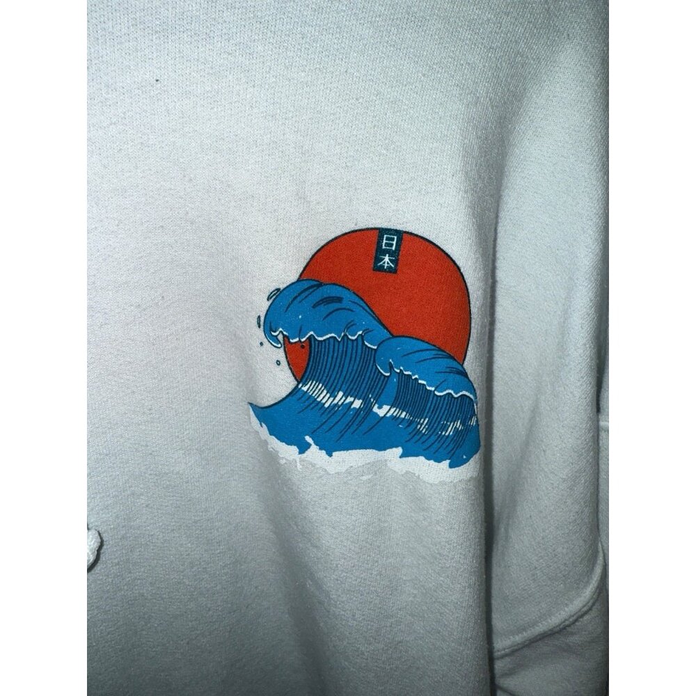 Men's Artist Union Tokyo Ocean Wave Graphic  Hoodie XL Pullover Kangaroo Pockets - Picture 7 of 8